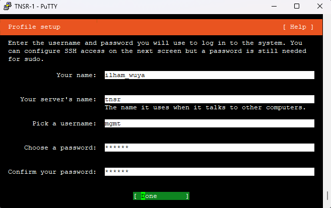 User ini digunakan untuk mengakses host dari TNSR, bukan TNSR itu sendiri