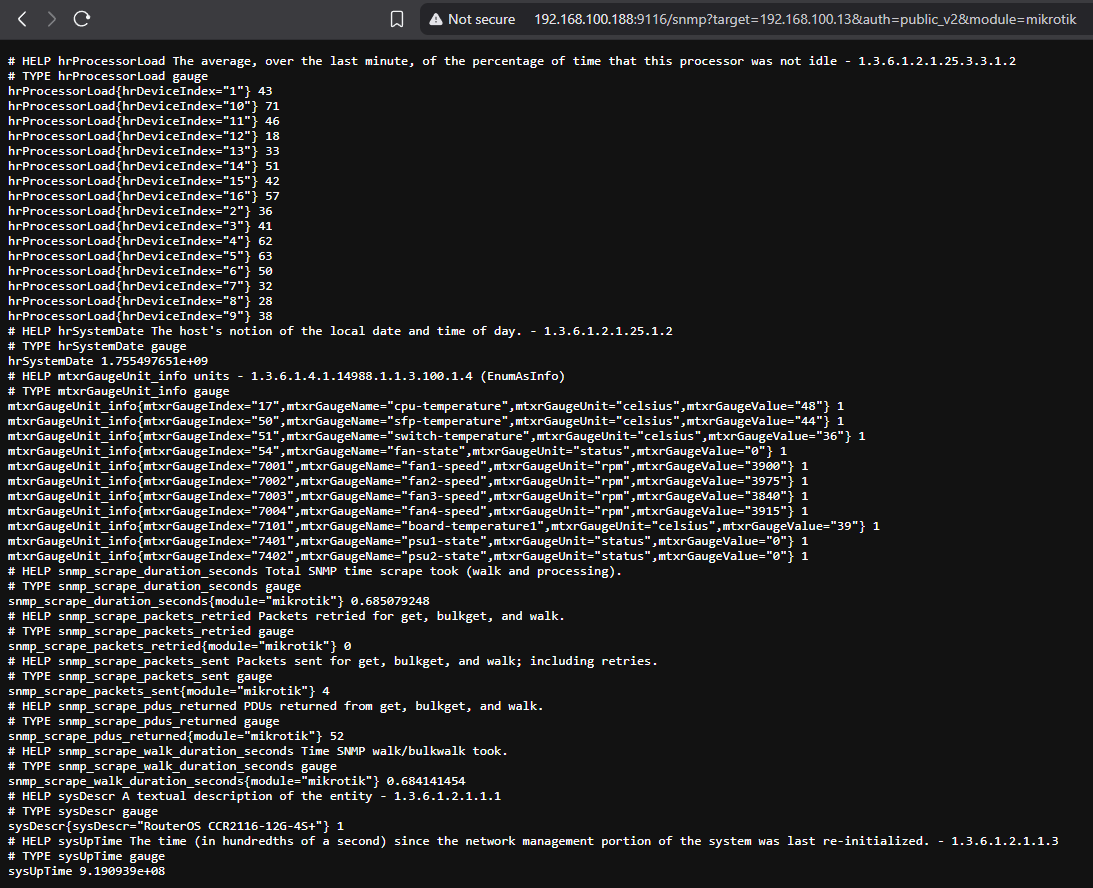 Metric SNMP yang ditarik SNMP Exporter SNMP Exporter